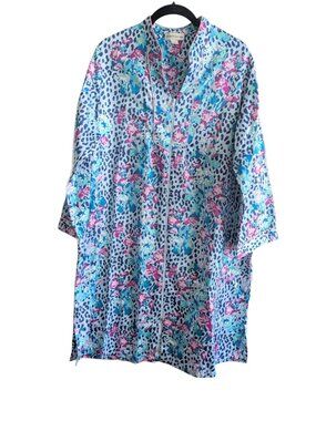 Miss Elaine Zip Up Housecoat Gown with Pockets Floral Women's Size Medium